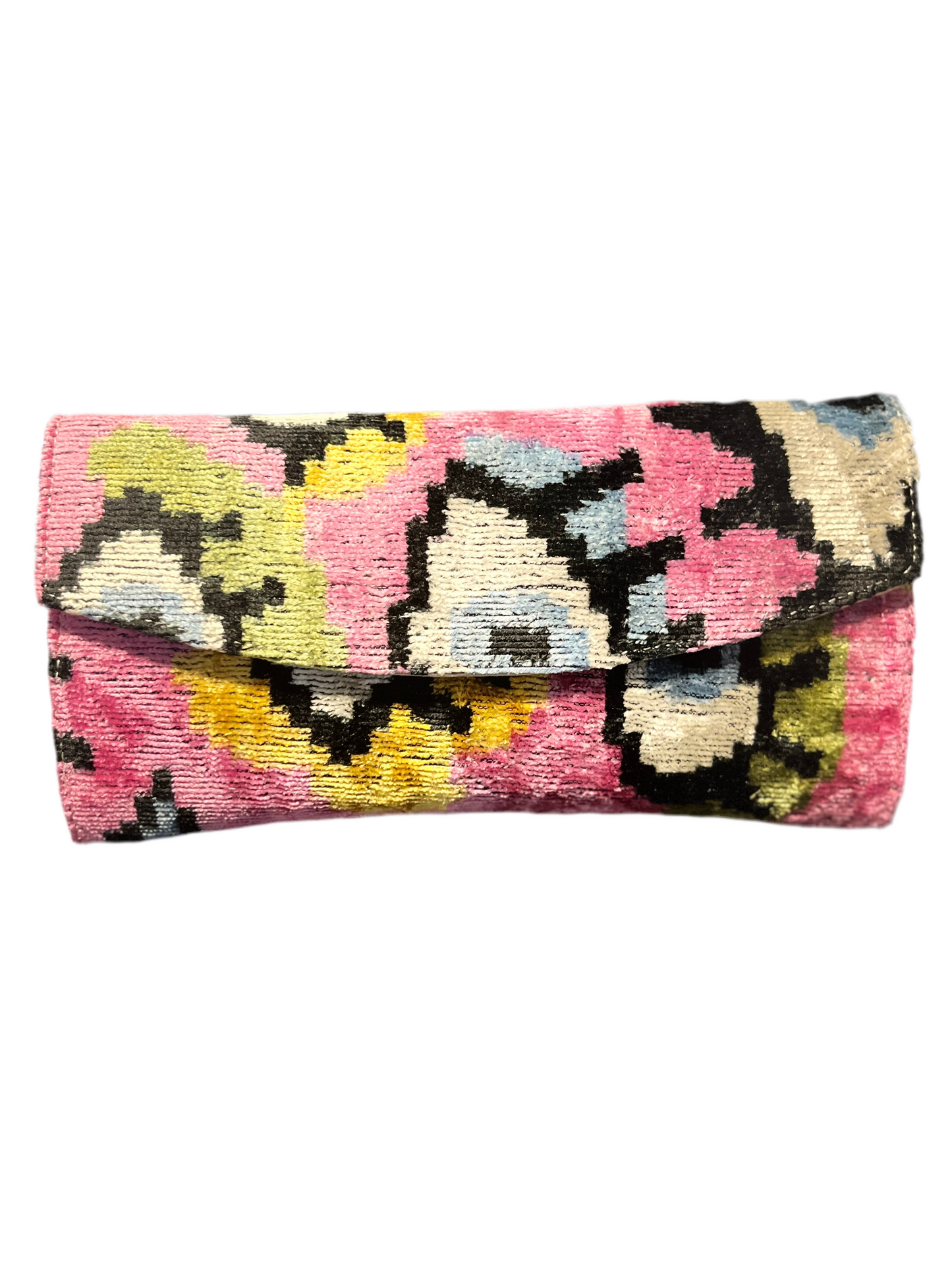 Silk Velvet Ikat Structured Clutch