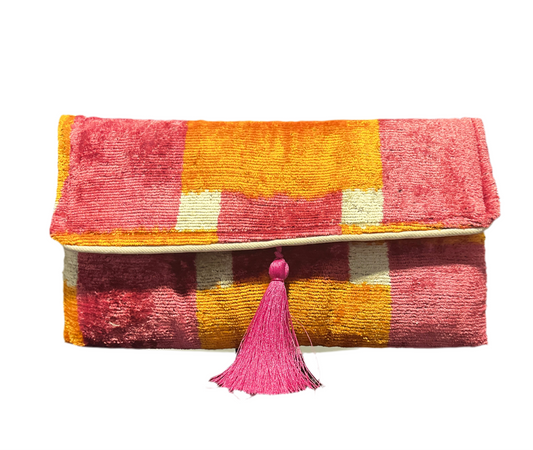 Silk Velvet Ikat Clutch