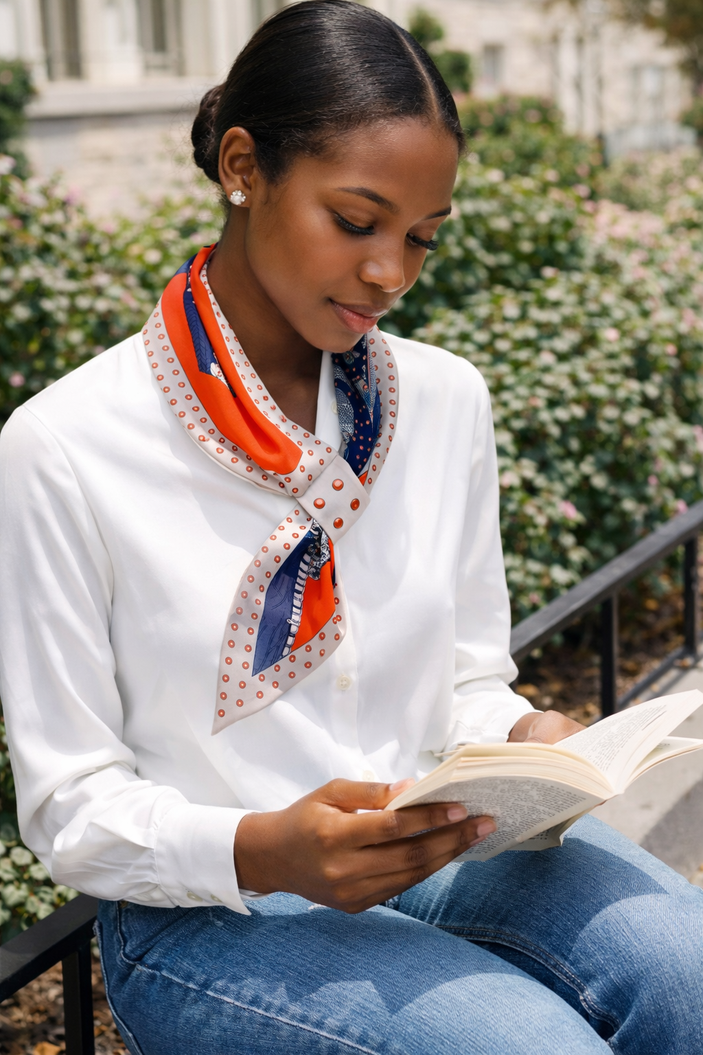 Orange Intricate Loop Scarf